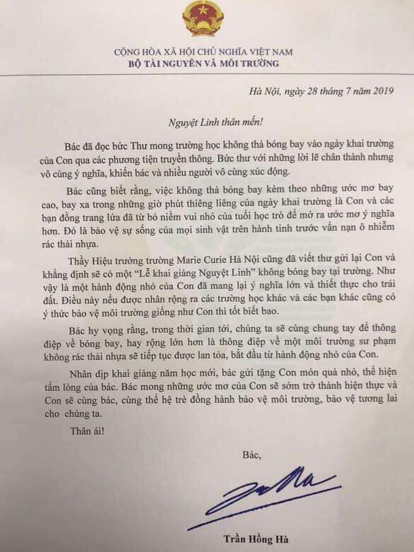 "Thay vì thả bóng bay, hãy trồng cây xanh..."