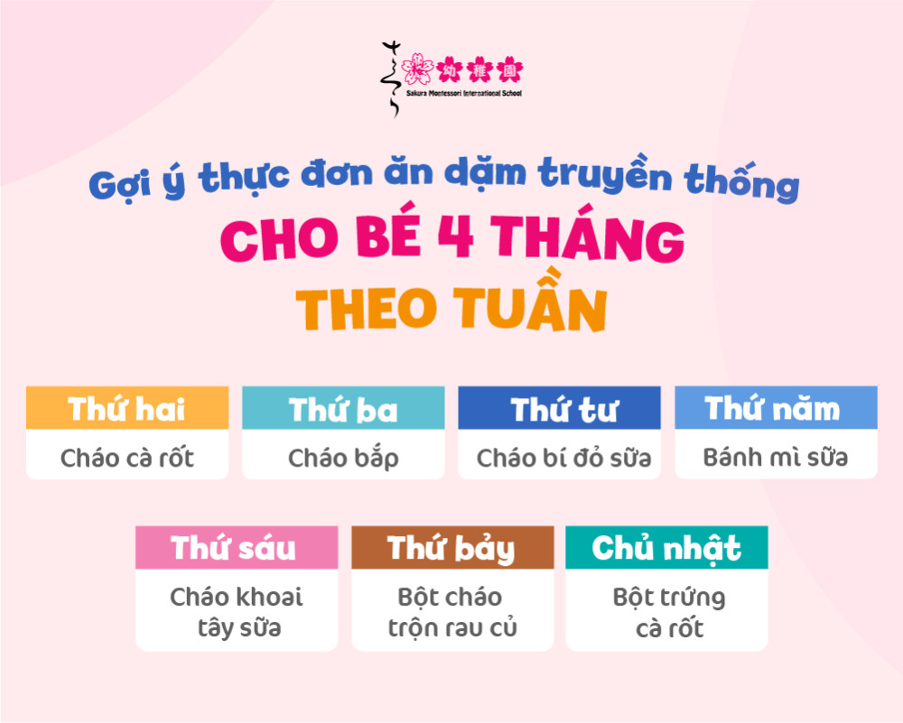 thực đơn ăn dặm truyền thống cho bé 4 tháng
