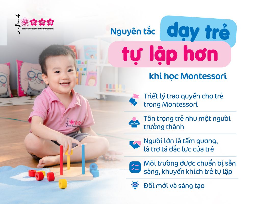 trẻ tự lập hơn khi học Montessori